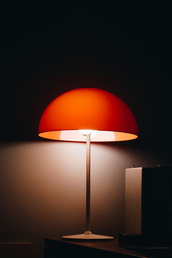 Orange and black floor lamp