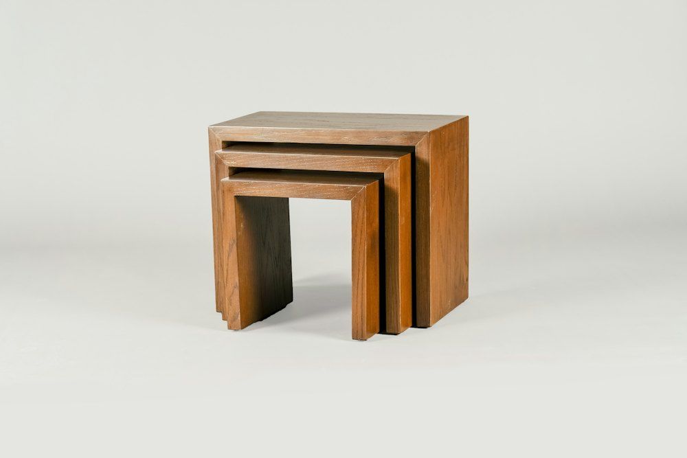 Brown wooden table on white background