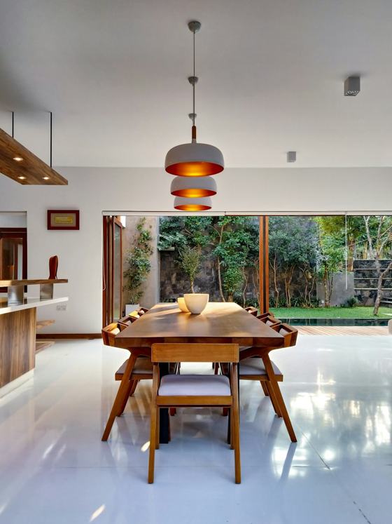 Brown wooden table and chairs