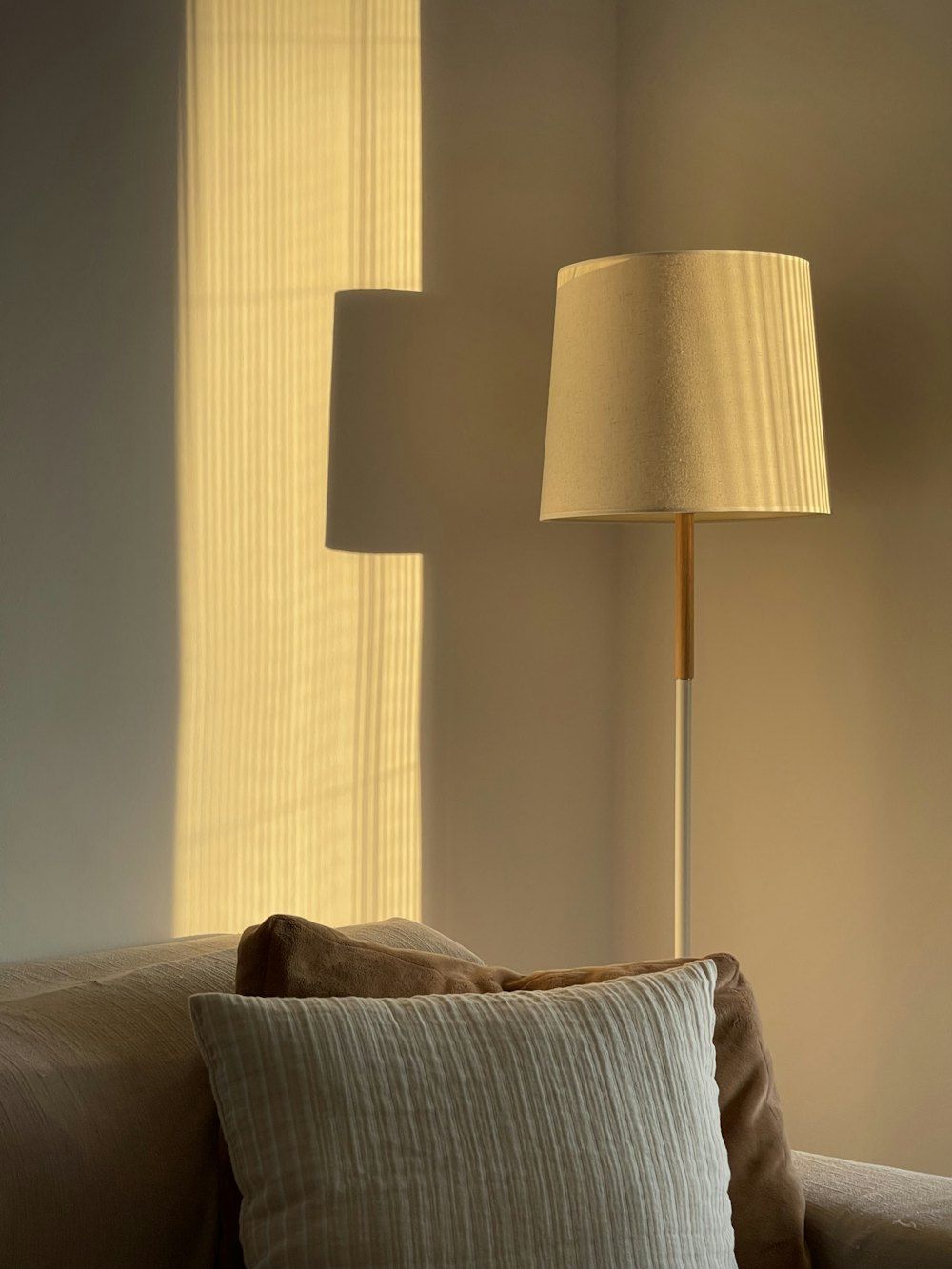 White and silver floor lamp
