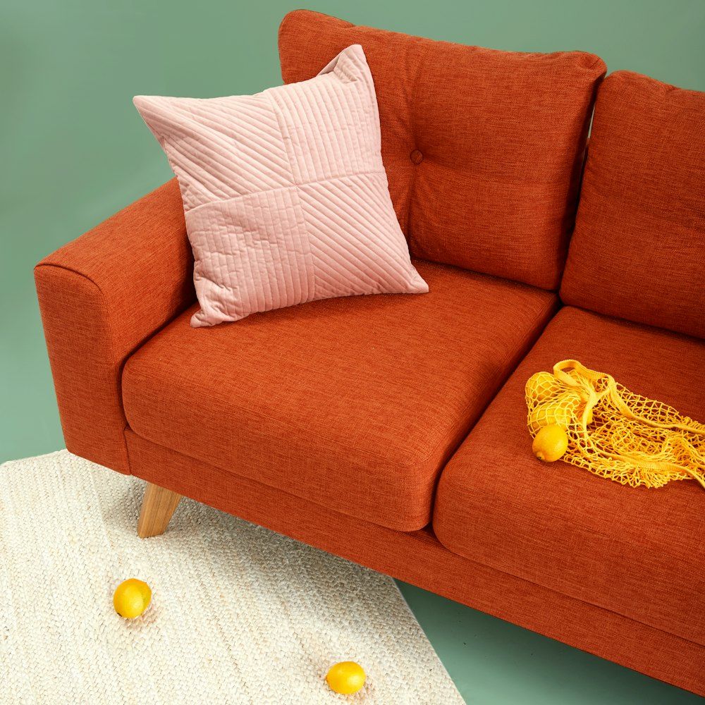 Red fabric sofa