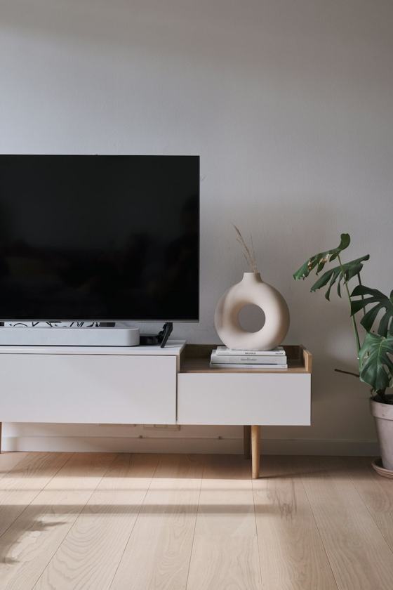 A tv on a stand
