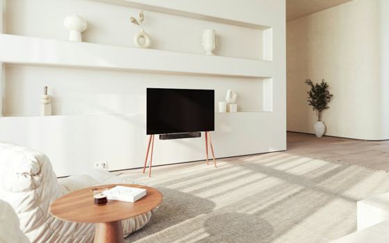 A living room with a large flat screen tv