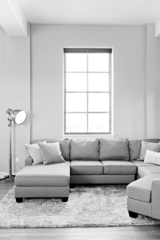 Gray fabric sectional sofa