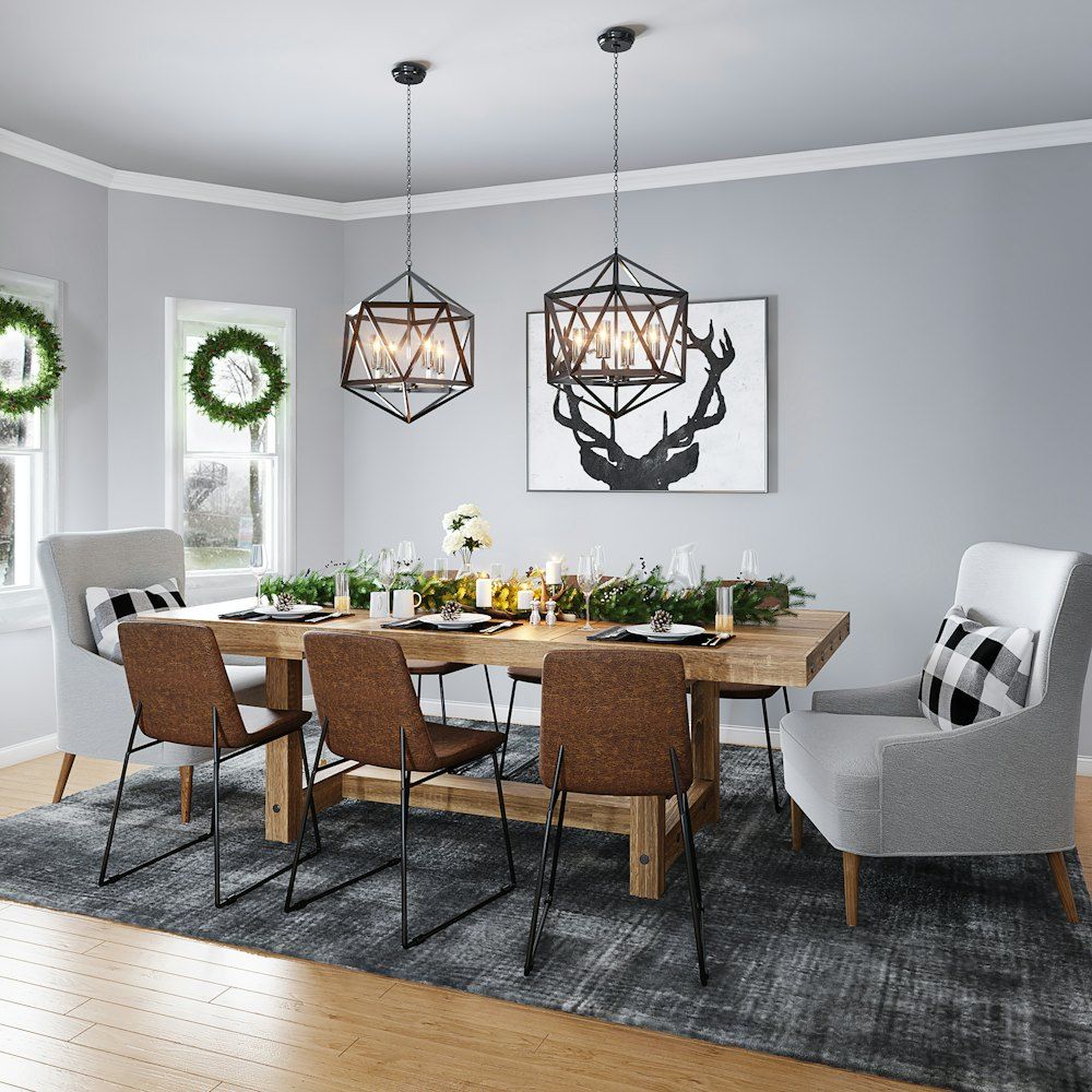 Black and white dining table and chairs